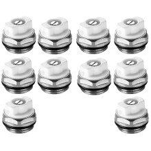 (10x White Bleeding Valve) White Radiator Bleeding Valve Standard 1/2" (15mm)