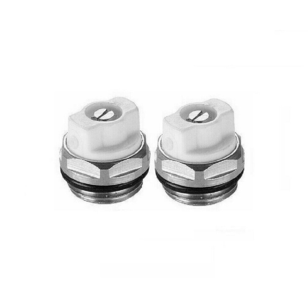 (2x White Bleeding Valve) White Radiator Bleeding Valve Standard 1/2" (15mm)