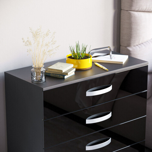Home Discount (Black) Hulio 4 Drawer Chest Bedroom Garment Storage Gloss 2