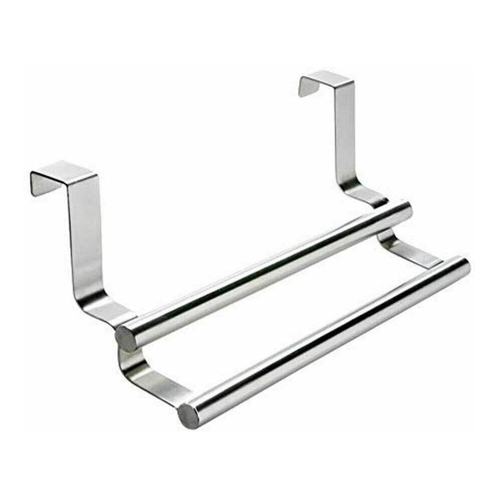 Stainless Steel Twin Bar Towel Rods Over Door Cabinet Rail Hanger Holder Rack