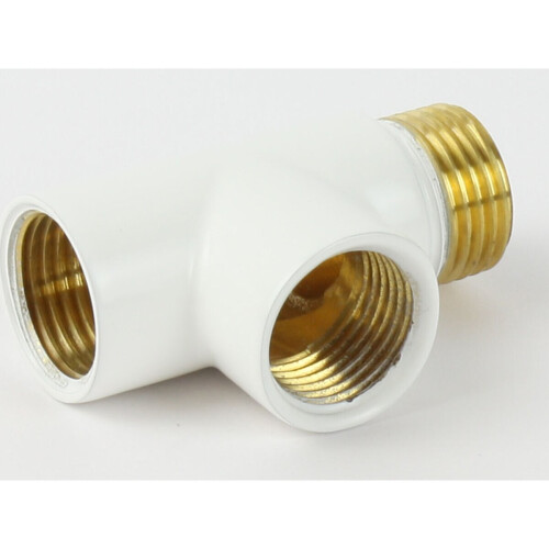 (White) Dual Fuel Chrome & Black T-Piece Adapter 2