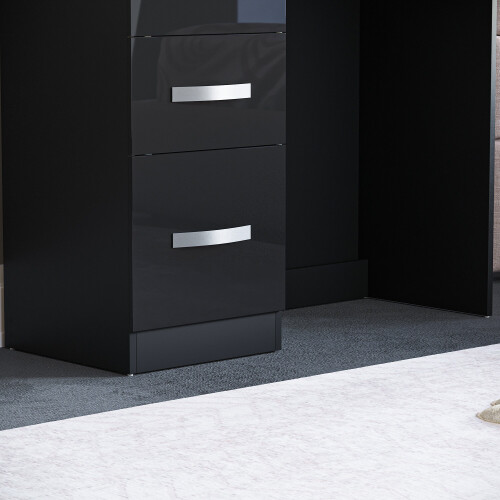 Vida Designs (Black) Hulio 3 Drawer Wooden Dressing Table Desk 2