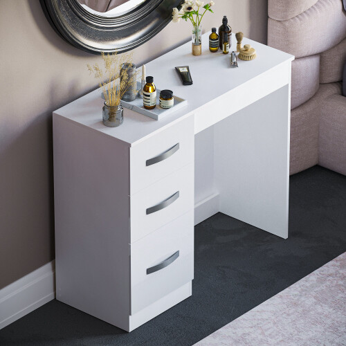 Vida Designs (White) Hulio 3 Drawer Wooden Dressing Table Desk 2