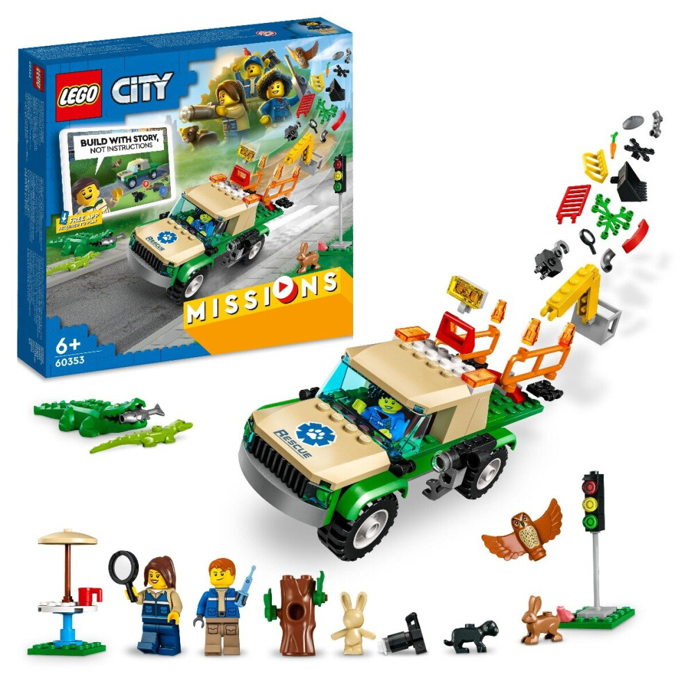 LEGO 60353 City Wild Animal Rescue Missions, Interactive Digital Adventure Building Game with Bricks, Truck Toy, Animal Figures and 3 Minifigures