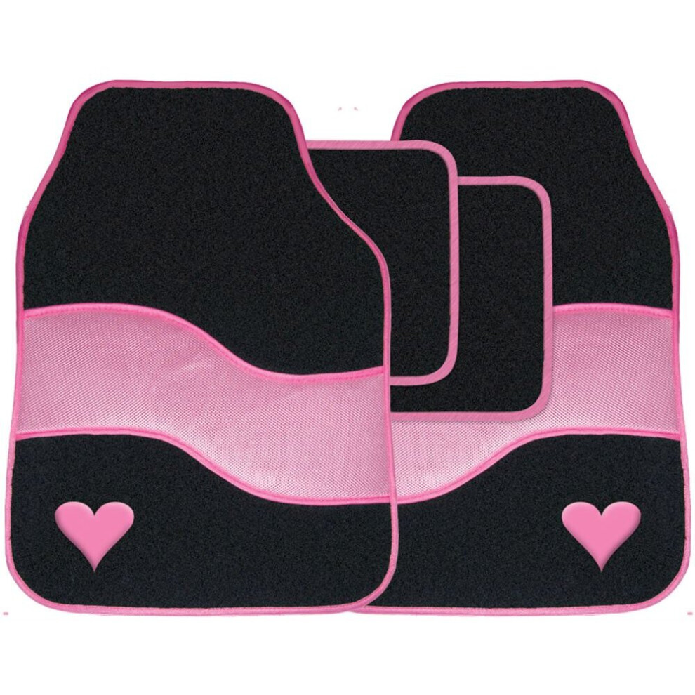 Car Mats Set To Fit Kia Picanto Pink Heart Design Set Of 4 Universal