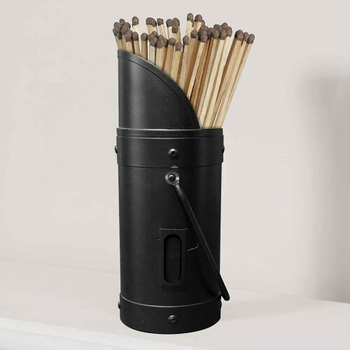 Heavy Duty Black Matchstick Holder Fireside Coal Scuttle Safety Holder 2