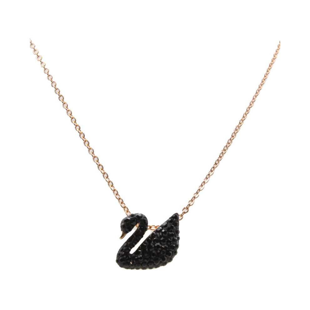 Swarovski Iconic Swan Rose Gold Necklace Black,Gold