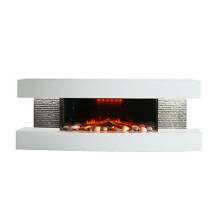 Electric Fireplace White 48 inch 2000W LED Adjustable Flame Effect