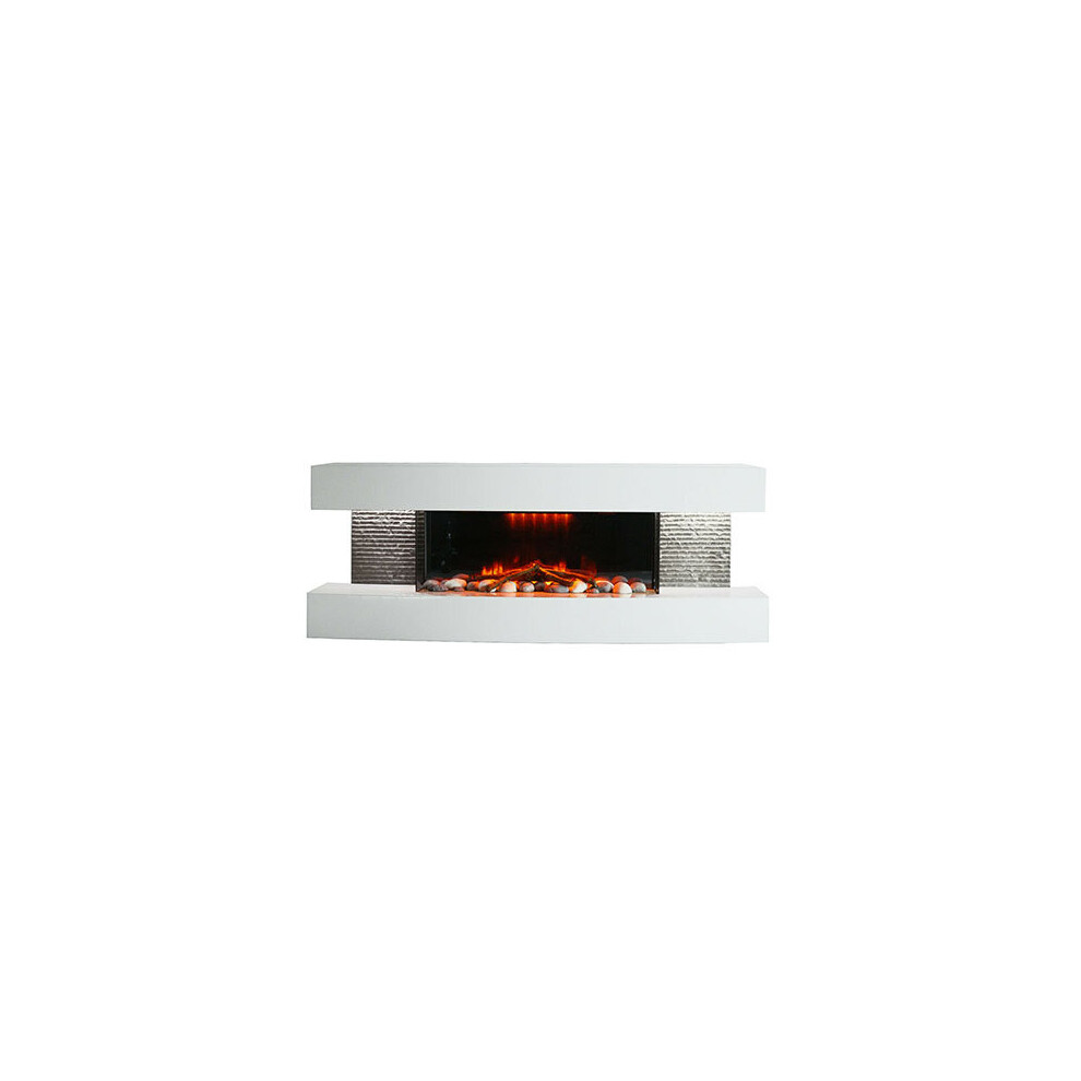 Electric Fireplace White 48 inch 2000W LED Adjustable Flame Effect