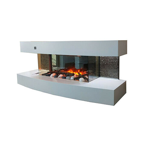 Electric Fireplace White 48 inch 2000W LED Adjustable Flame Effect 1