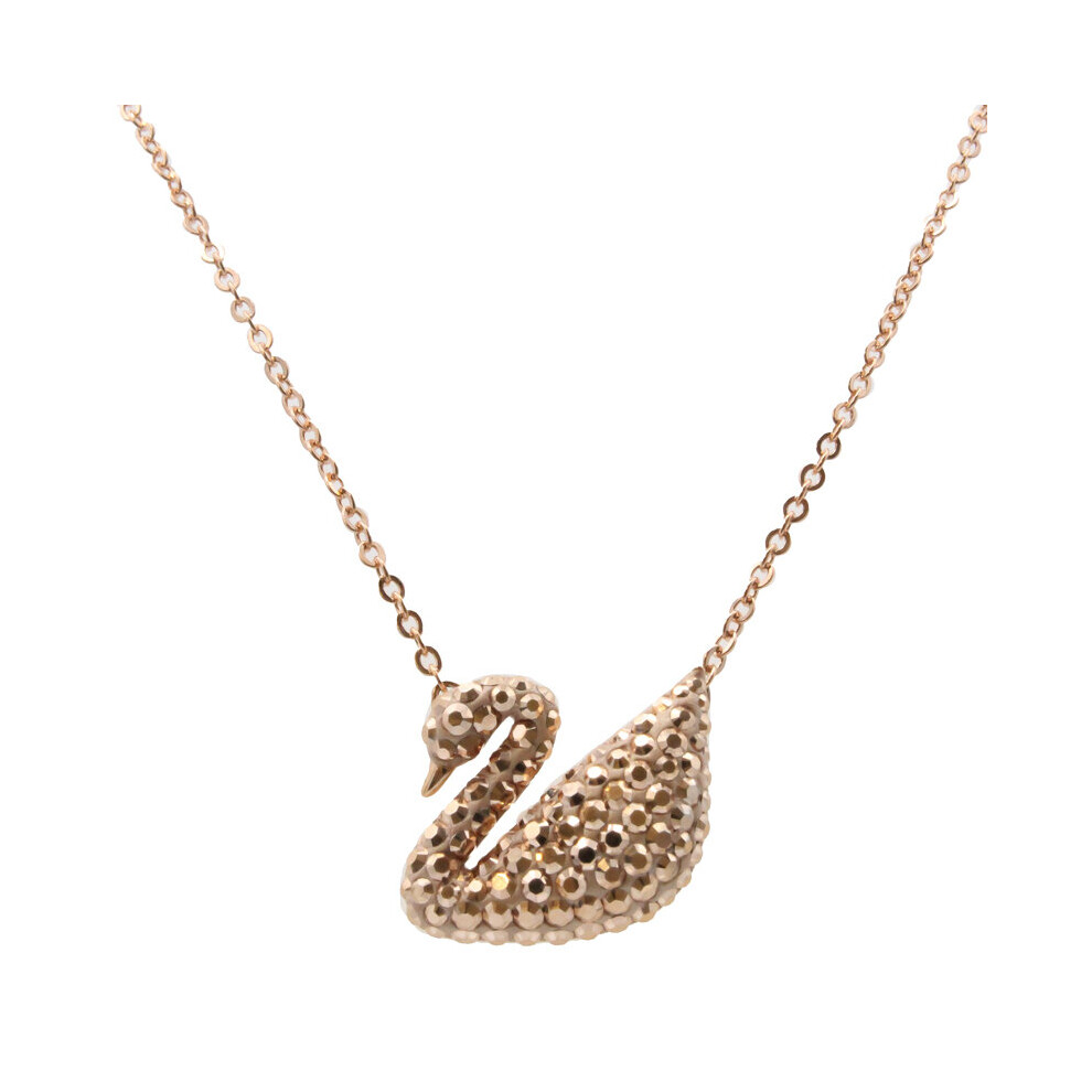 Swarovski Iconic Swan Rose Crystal Necklace Gold