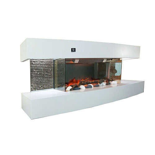 Electric Fireplace White 48 inch 2000W LED Adjustable Flame Effect 2