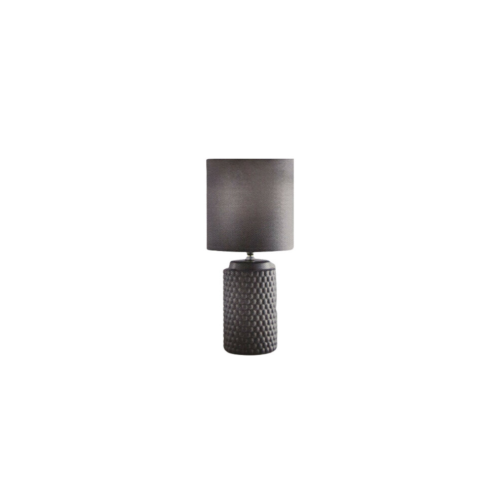 (Grey ) 33cm Emma Dotted Cylinder Bedside Table Lamp