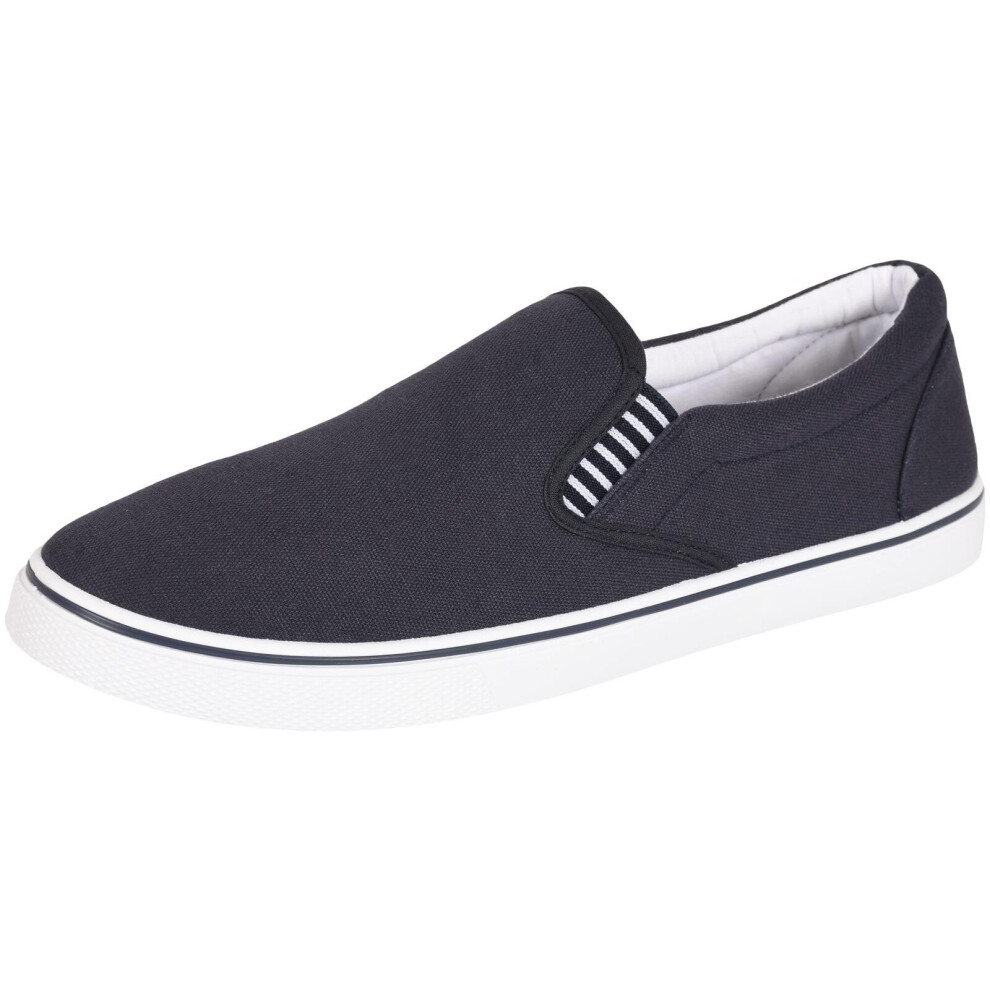 (UK 9) Men Slip On Canvas Trainer Plimsolls Casual Shoe