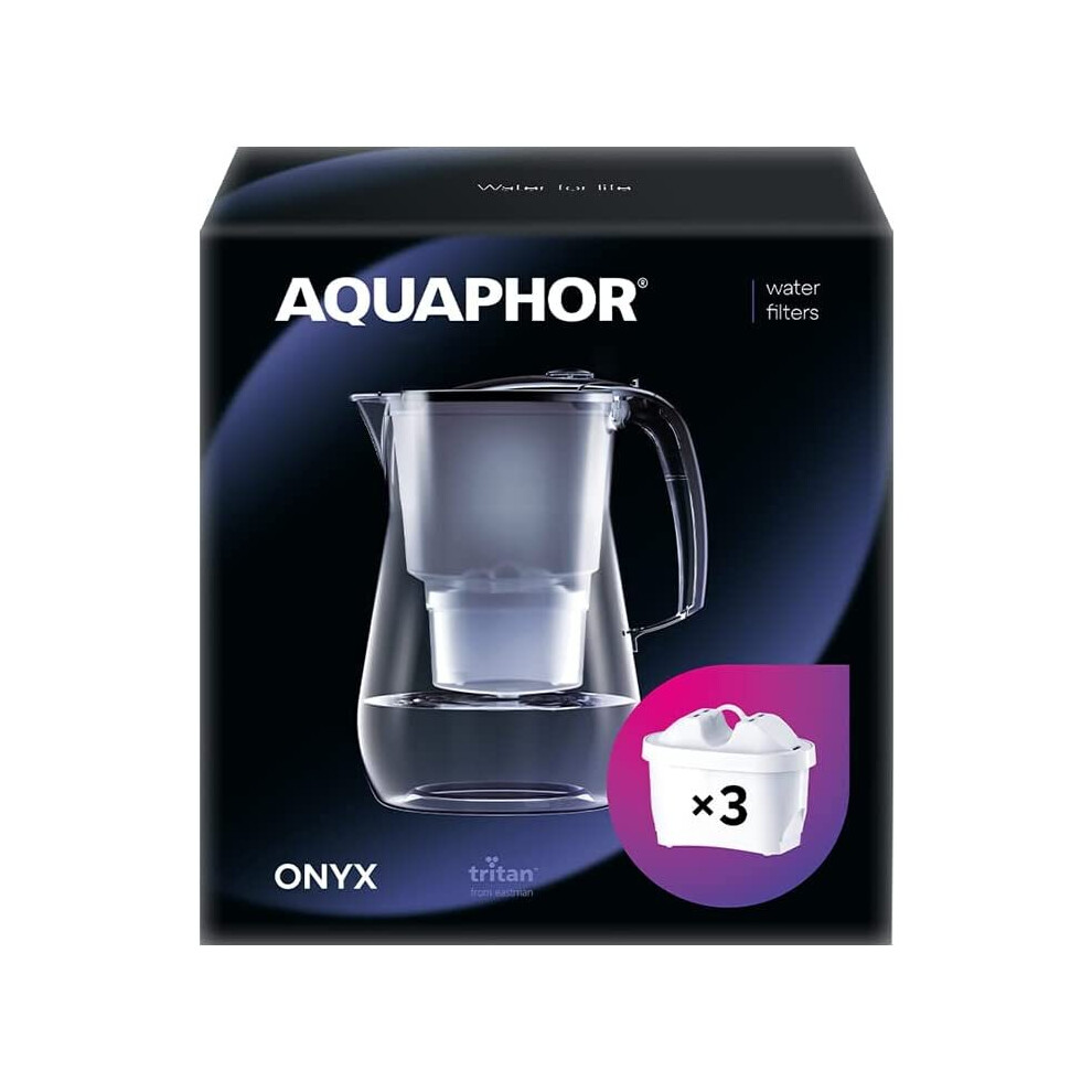 Aquaphor Water Filter Jug 4.2L, For Reduction Of Limescale, Chlorine And Other Impurities, Includes 3 X Maxfor+ Filter... Onyx