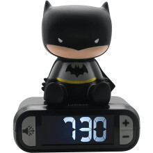 LEXIBOOK - Wecker Nachtlicht Batman - Geräusche und Melodien, beleuchtetes LCD-Display - Schwarz