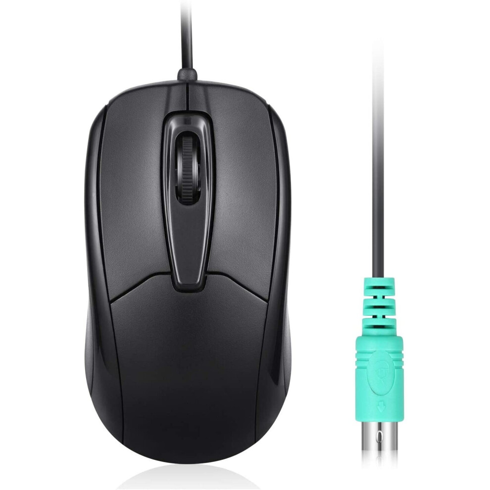 Perixx Perimice-209 P Wired Ps2 Mouse With Scroll Wheel And Optical Resolution With 1000 Dpi For Computer, 1.8 M Cable, Black 4049571620909