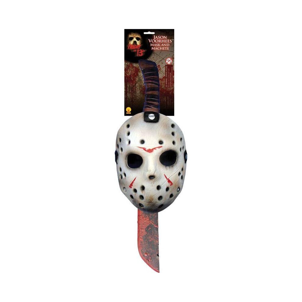 Rubies Mens Friday The 13Th: Jason Mask And Machete Set Mens Red