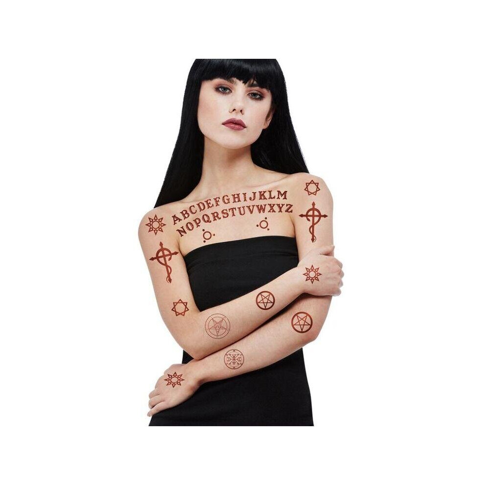 Smiffy's Make Up Fx Satanic Tattoo Transfers Womens Brown