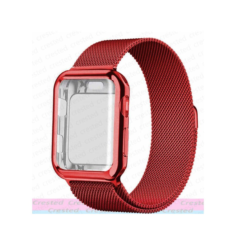 (For Iwatch 40Mm, (Band+Case)) Band Strap+Cover Case For Apple Watch Band Series 38 40 41 42 44 45 Mm Red 308022976939