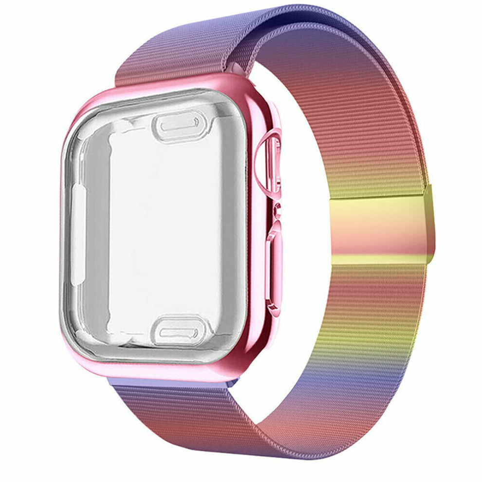 (For Iwatch 40Mm, Colorful(Band+Case)) Band Strap+Cover Case For Apple Watch Band Series 38 40 41 42 44 45 Mm Multicoloured 308022976885