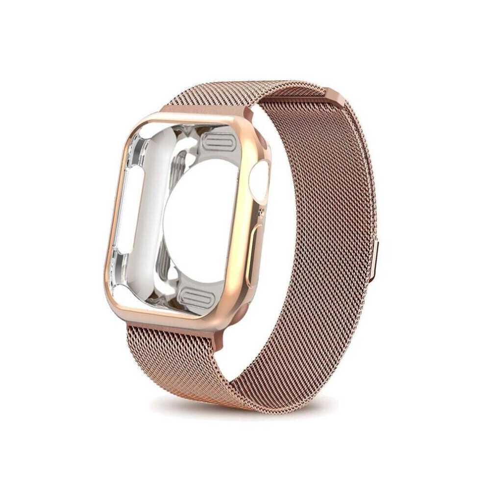 Photos - Watch Strap ) Band Strap+Cover Case for Apple Watch Band Series 38 40 41 42 44 45 mm(for iWatch 40mm, Vintage Gold(Band+Case)