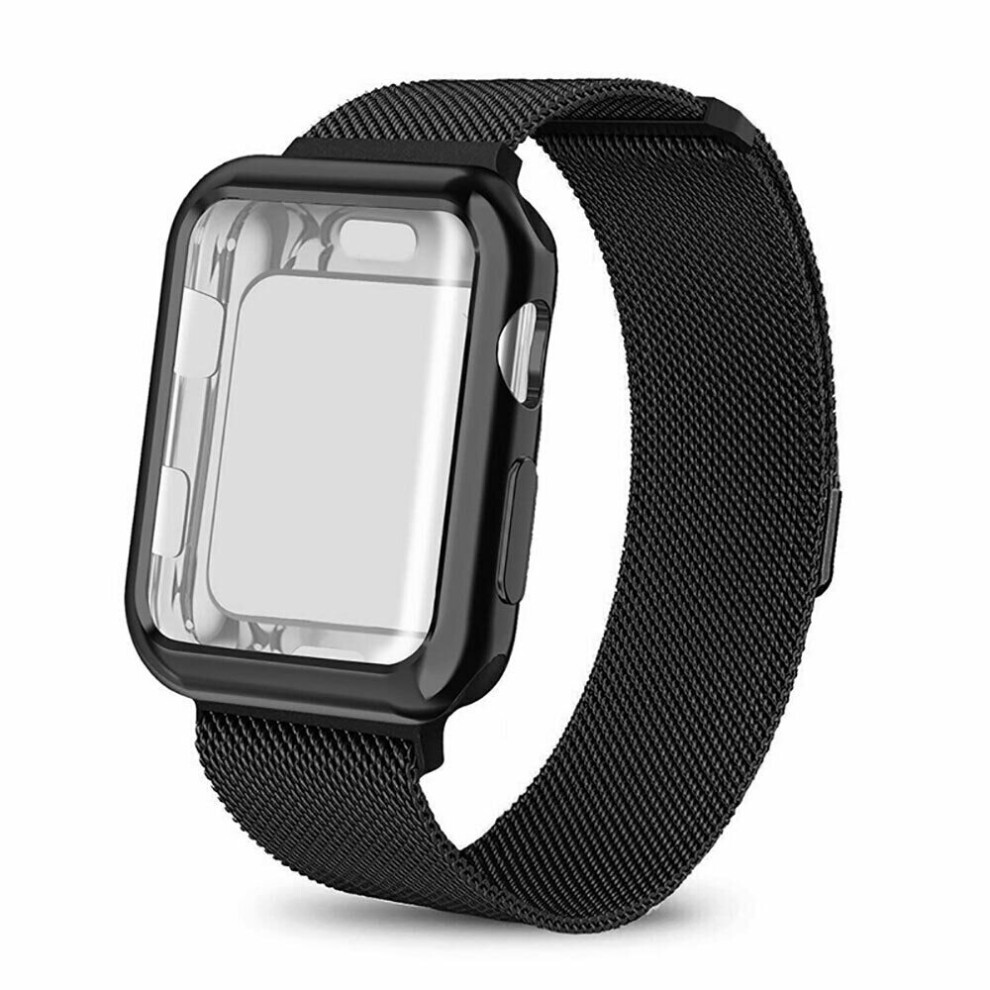 (For Iwatch 45Mm, (Band+Case)) Band Strap+Cover Case For Apple Watch Band Series 38 40 41 42 44 45 Mm Black 308022977110