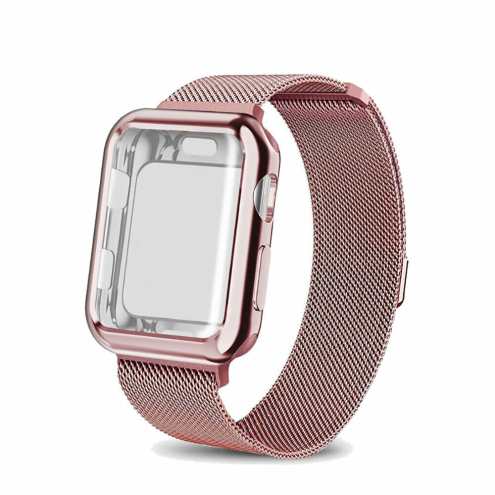 (For Iwatch 41Mm, Rose (Band+Case)) Band Strap+Cover Case For Apple Watch Band Series 38 40 41 42 44 45 Mm Gold 308022976991