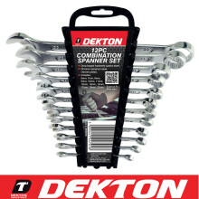 Dekton 12pc Combination & Stubby Spanner Set Vanadium Steel Chrome Plated