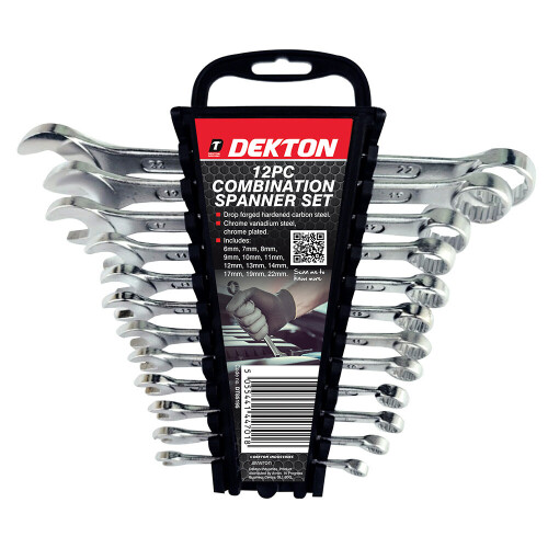 Dekton 12pc Combination & Stubby Spanner Set Vanadium Steel Chrome Plated 1