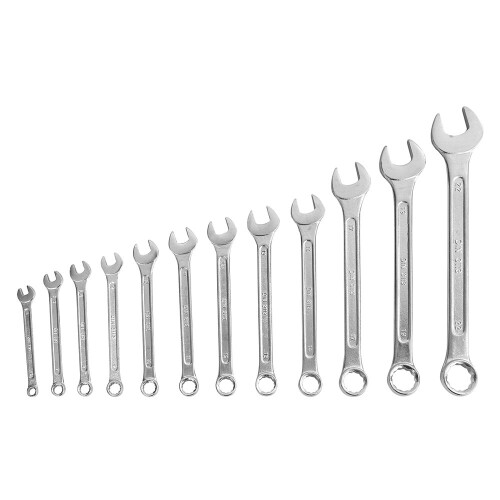 Dekton 12pc Combination & Stubby Spanner Set Vanadium Steel Chrome Plated 2