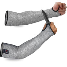 (Gray, 45cm) 1 Pair Anti Cut Arm Sleeve Cut Resistant Arm Cover Heavy Duty Protective Sleeves Bite Proof Arm Guard