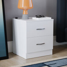 (White) Riano 2 Drawer Bedside Chest Bedside Table Storage