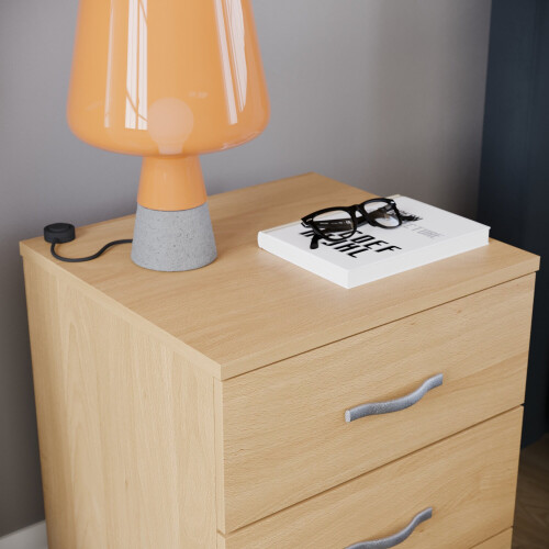 Home Discount (Pine) Riano 3 Drawer Bedside Chest Bedside Table Storage 2