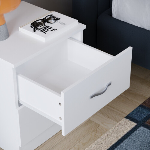 Home Discount (White) Riano 2 Drawer Bedside Chest Bedside Table Storage 2