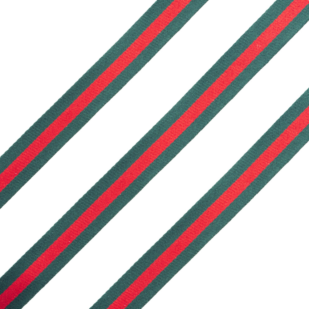 Hand Red & Green Ribbon Trim For Dress, Garment, Hat & Soft Furnishing Embellishment - 5 Metres X 15 Mm