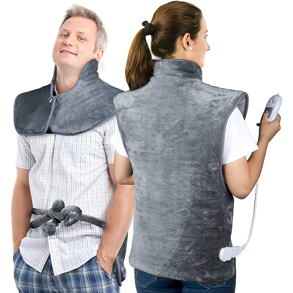 (UK Plug) Electric Heating Pad Heating Wrap Shawl Soft Flannel Vest For Neck Shoulders Back