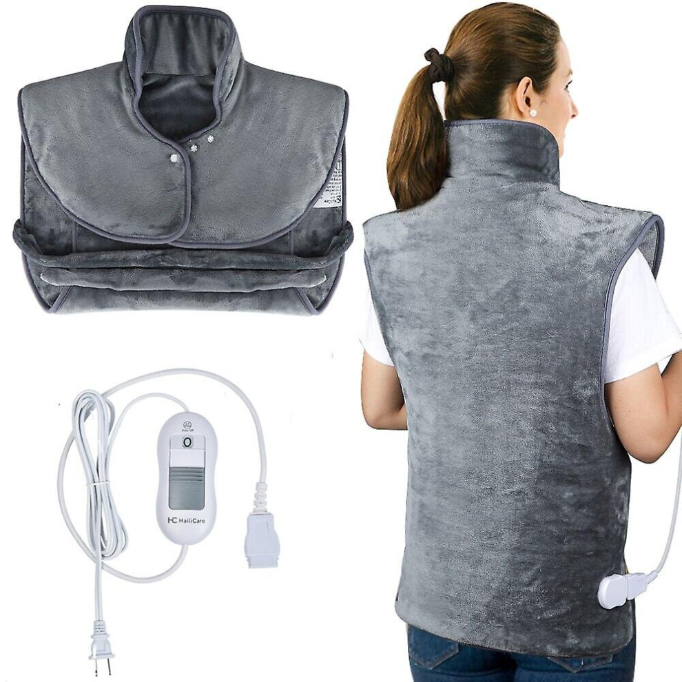 (EU Plug) Electric Heating Pad Heating Wrap Shawl Soft Flannel Vest For Neck Shoulders Back