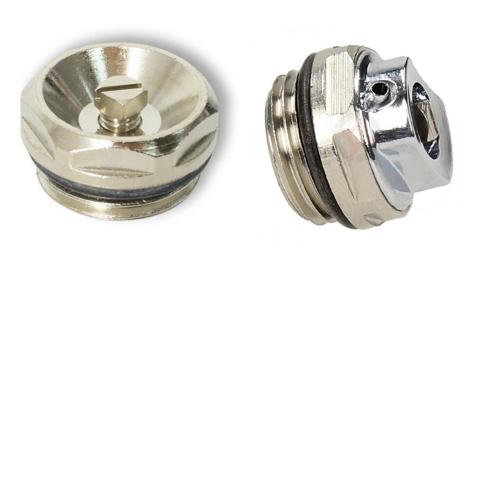 (2x Bleeding Valve) Chrome Bleeding Radiator Valve Standard 1/2