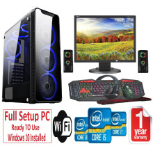 Fast GAMING PC Bundle - i5 16GB RAM 1TB+240GB SSD GTX1050TI 4GB - Speakers - 6 FANS BLUE - Refurbished