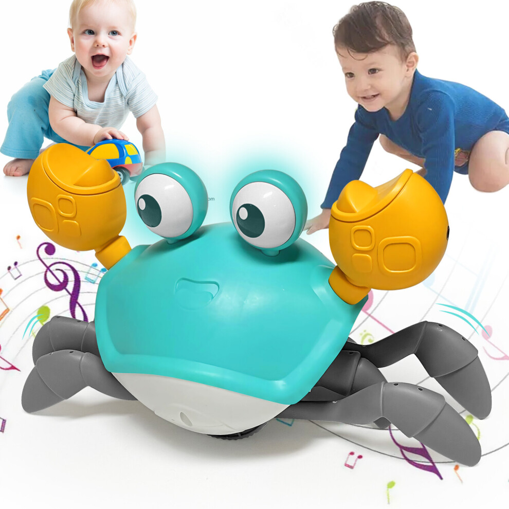 (Blue) Dancing Crab Toy With Music Led Light For Baby