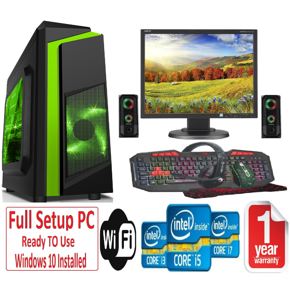 Computek Fast Gaming Pc Bundle - I5 16Gb Ram 1Tb+240Gb Ssd Gtx1050ti 4Gb - Speakers - F3 Green