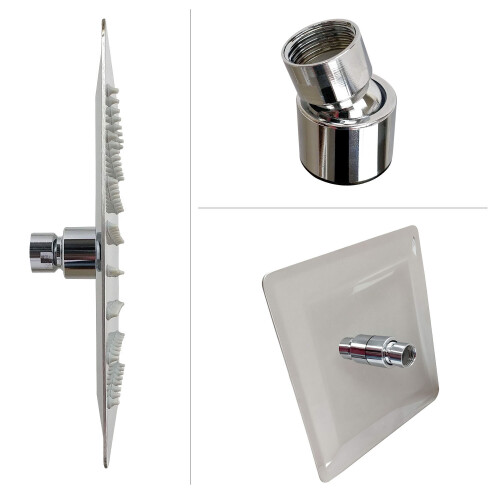 8" Rainfall Showerhead Square Thin Stainless Steel Adjustable Chrome 1
