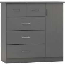Nevada 5 Drawer Low Wardrobe 3D Effect Grey