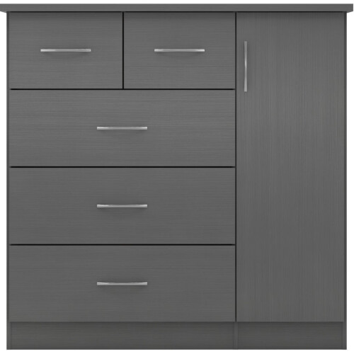 Nevada 5 Drawer Low Wardrobe 3D Effect Grey 1