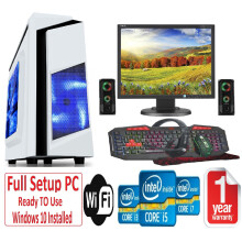 Fast GAMING PC Bundle - i5 16GB RAM 1TB+240GB SSD GTX1050TI 4GB - Speakers - F3 WHITE - Refurbished