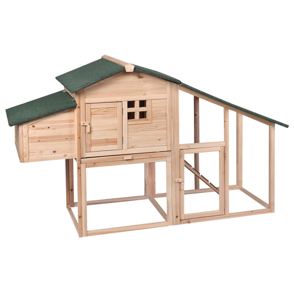 Wooden Chicken Coop Hen Poultry House Hutch Nesting Box Run Cage Ramp Slide Tray