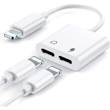 Headphone Adapter for iPhone, 2 in 1 Dual Lightnįng Jack AUX Audio Dongle Adapter Cable for iPhone...