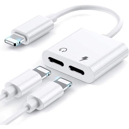 Headphone Adapter for iPhone, 2 in 1 Dual Lightnįng Jack AUX Audio Dongle Adapter Cable for iPhone...