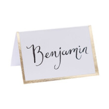 Ginger Ray Wedding Table Decorations White Gold Border Name Place Cards 10pck